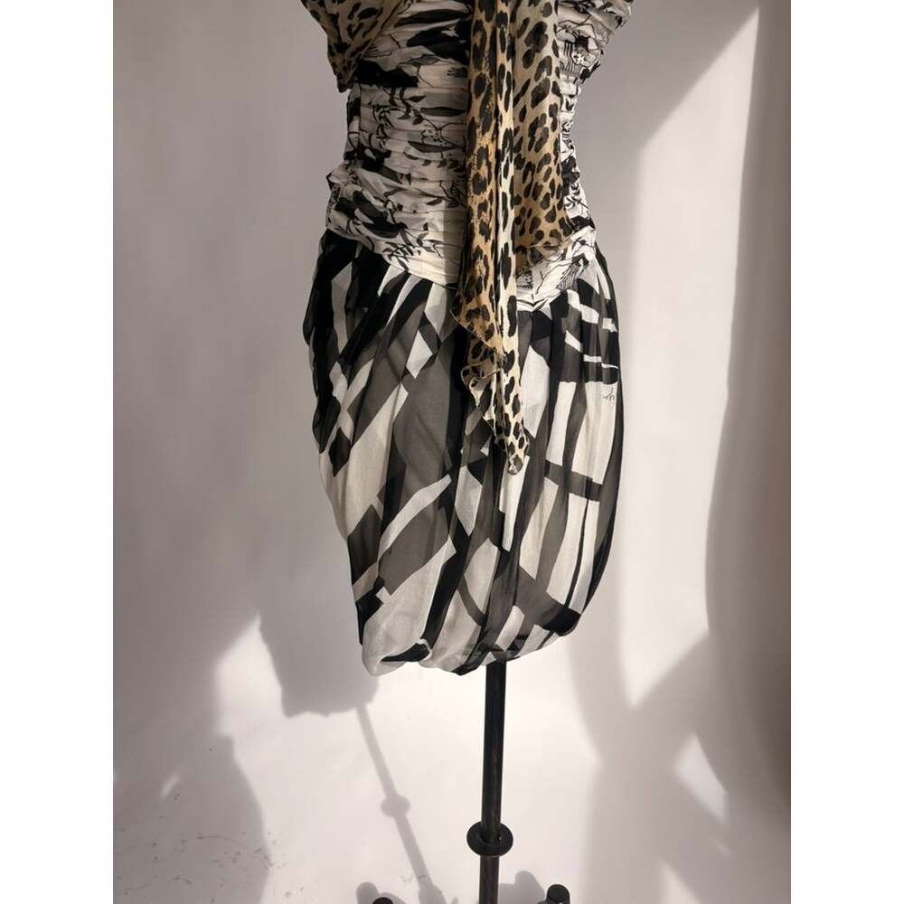 Emanuel Ungaro SS 2003 Mixed-Print One-Shoulder Dress - Size 38 - Picture 6 of 8